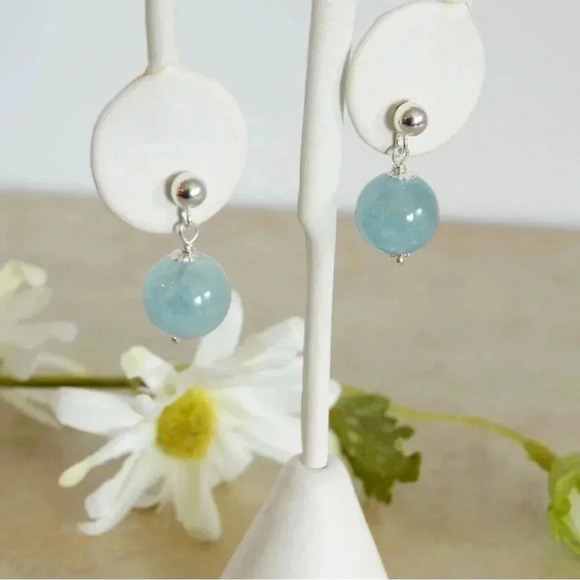 Aquamarine,Aquamarine Earrings, March Birthstone,19th Anniversary,Blue Earrings - Picture 1 of 4